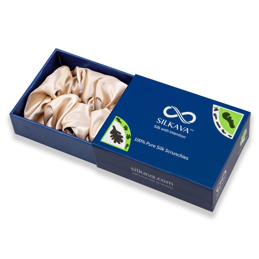 Silk Scrunchie, Large, Champagne, Origin Series