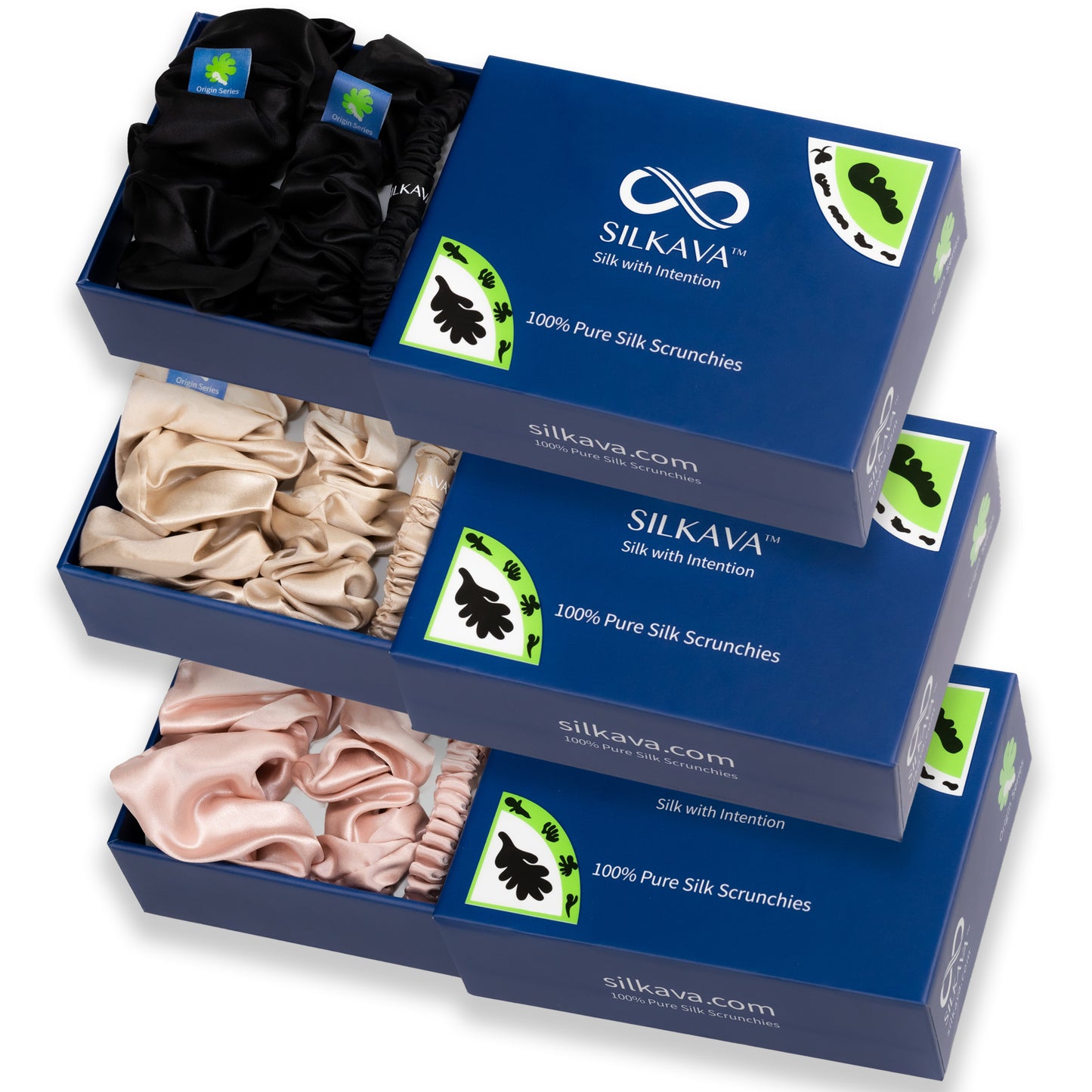 Silk Scrunchies, Mixed Sizes Set, Origin Series